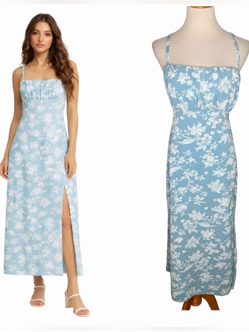 Abercrombie & Fitch Blue Floral Midi Dress Size XL Tall NWT Garden Wedding